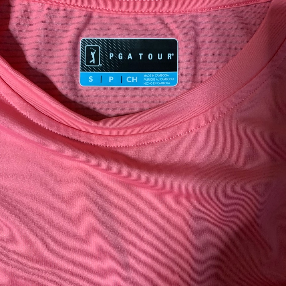 PGA Tour golf shirt. Long sleeve, bright pink, mens  size small.